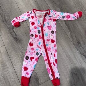 Little Sleepies Pink and Red Heart Candy Footie